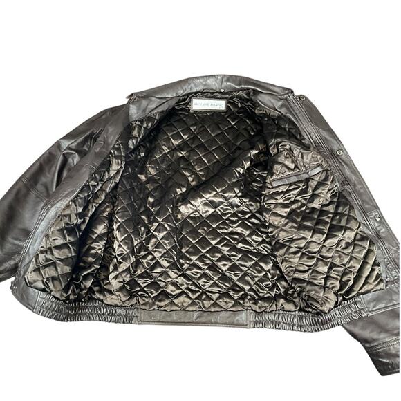 Vintage Irvine Park Genuine Leather Bomber Jacket Brown Full Zip Button Closure - Picture 3 of 14